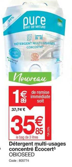 détergent multi-usages concentré écocert obioseed