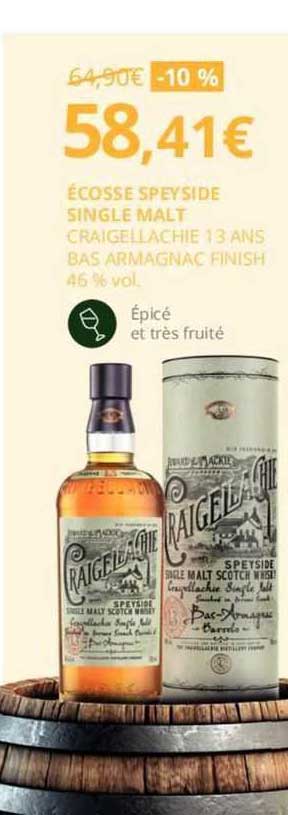 écosse speyside single malt craigellache 13 ans bas armagnac finish 46% vol