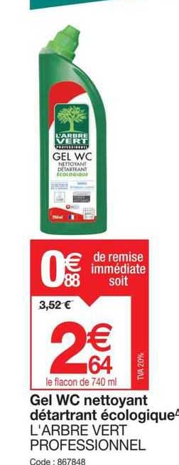 gel wc nettoyant détartrant écologique l'arbre vert professionnel