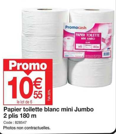 papier toilette blanc mini jumbo 2 plis 180 m