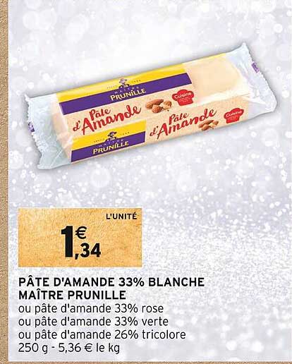 pâte d'amande 33% blanche maître prunille