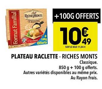 plateau raclette - riches monts
