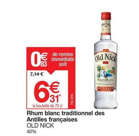 rhum blanc traditionnel des antilles françaises old nick