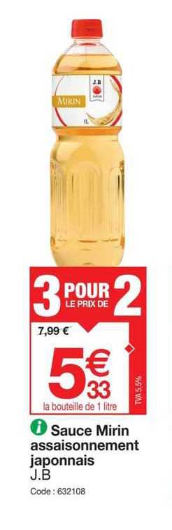 sauce mirin assaisonnement japonnais j.b.