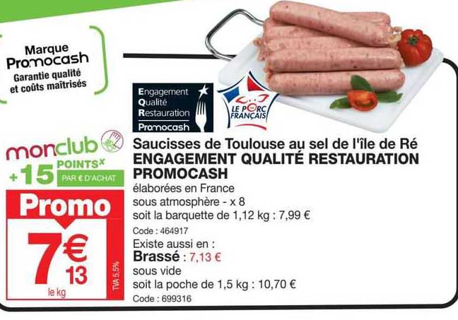 saucisses de toulouse au sel de l'île de ré engagement qualité restauration promocash