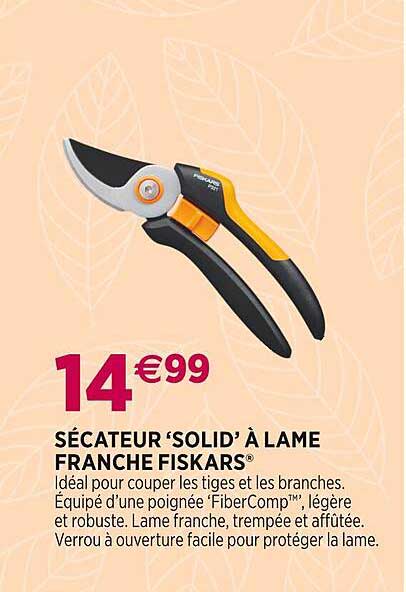 sécateur 'solid' à lame franche fiskars
