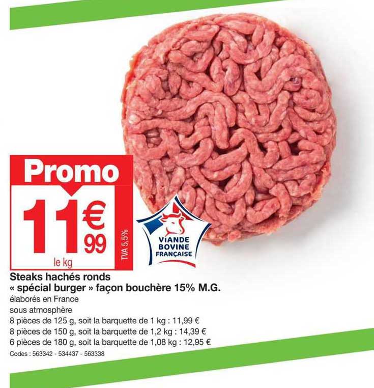 steak hachés ronds «spécial burger» façon bouchère 15% m.g.