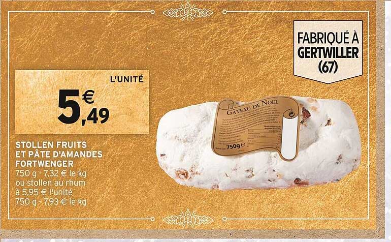 stollen fruits et pâte d'amandes fortwenger