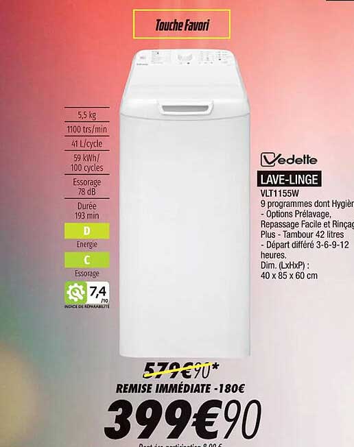 vedette lave-linge