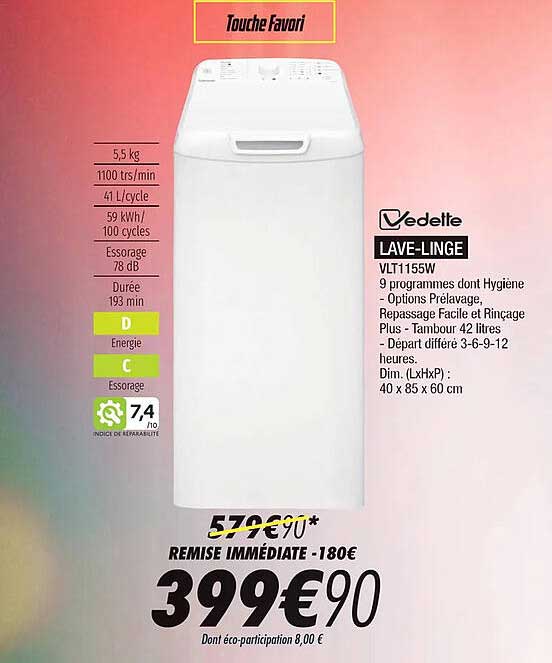 vedette lave-linge