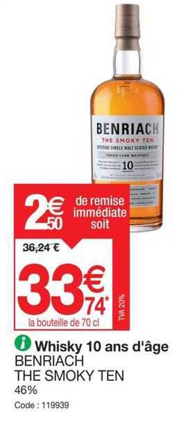 whisky 10 ans d'âge benriach the smoky ten