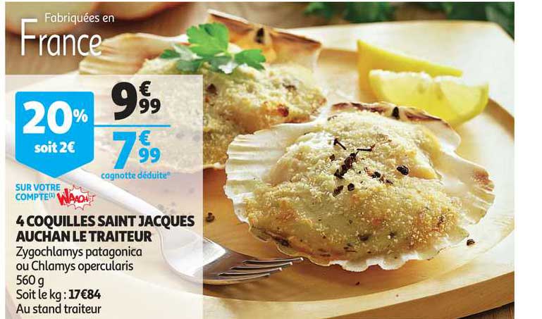 4 coquilles saint jacques auchan le traiteur