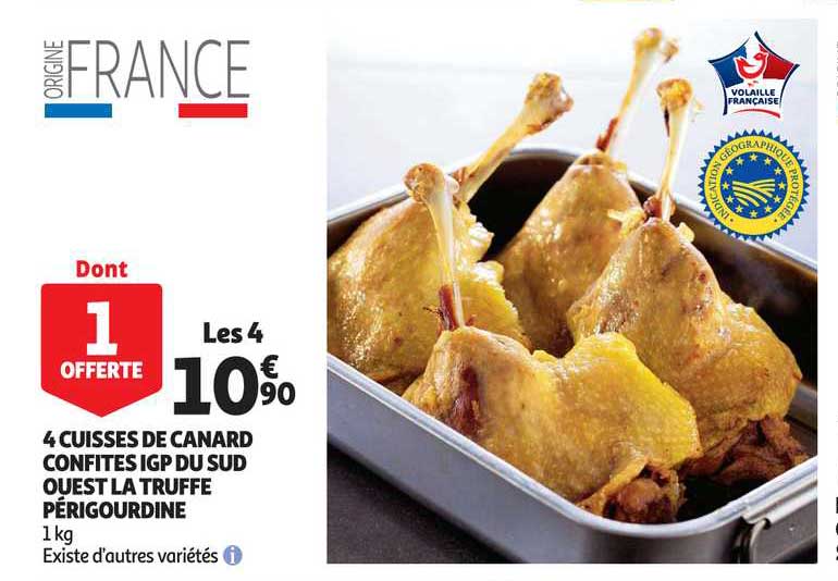 4 cuisses de canard confites igp du sud ouest la truffe périgourdine
