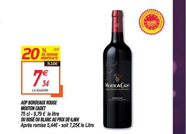 aop bordeaux rouge mouton cadet 20% de remise immédiate