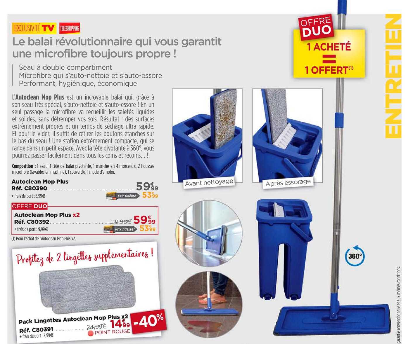 autoclean mop plus 1 acheté = 1 offert