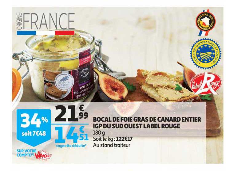 bocal de foie gras de canard entier igp du sud ouest label rouge