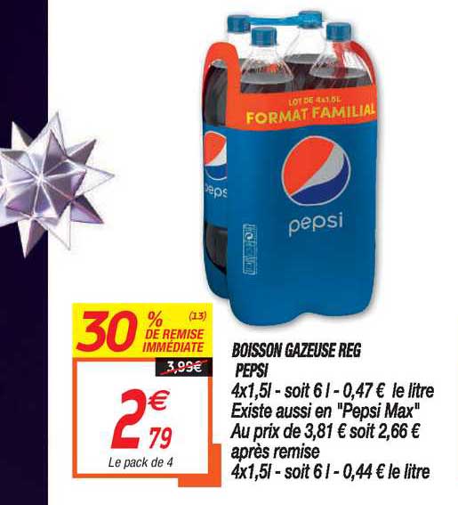 boisson gazeuse reg pepsi 30% de remise immédiate