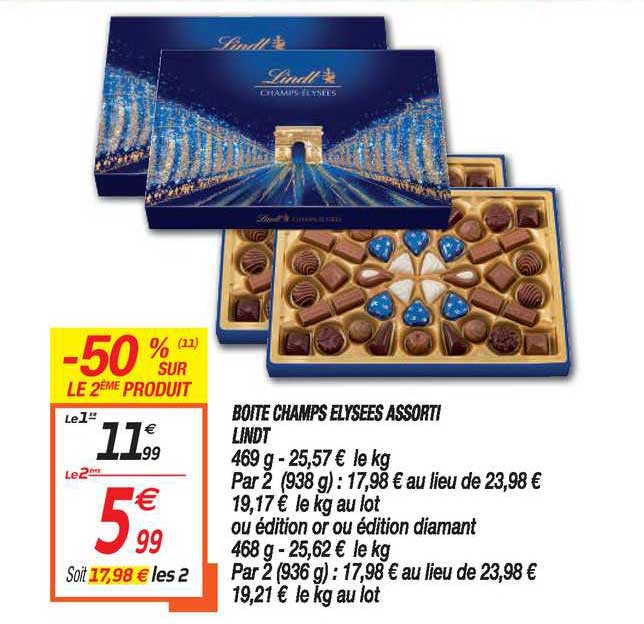 boite champs elysées assorti lindt -50% sur le 2e produit