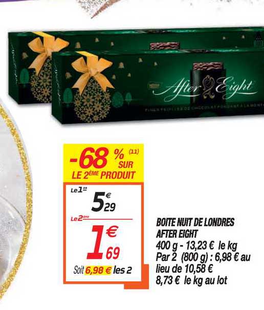 boite nuit de londres after eight -68% sur le 2e