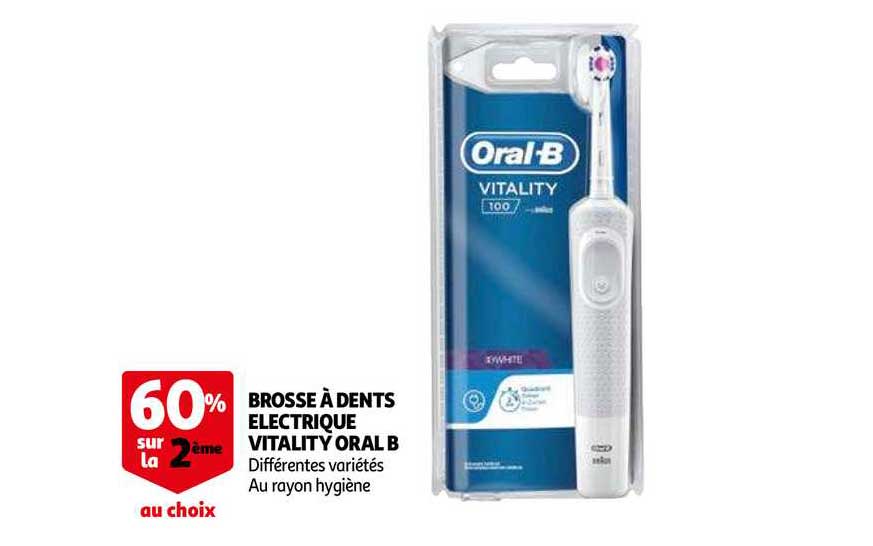 brosse à dents électrique vitality oral b 60% sur le 2e