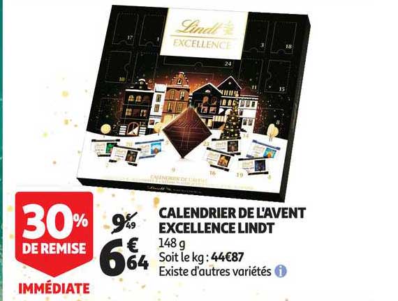 calendrier de l'avent excellence lindt 30% de remise immédiate