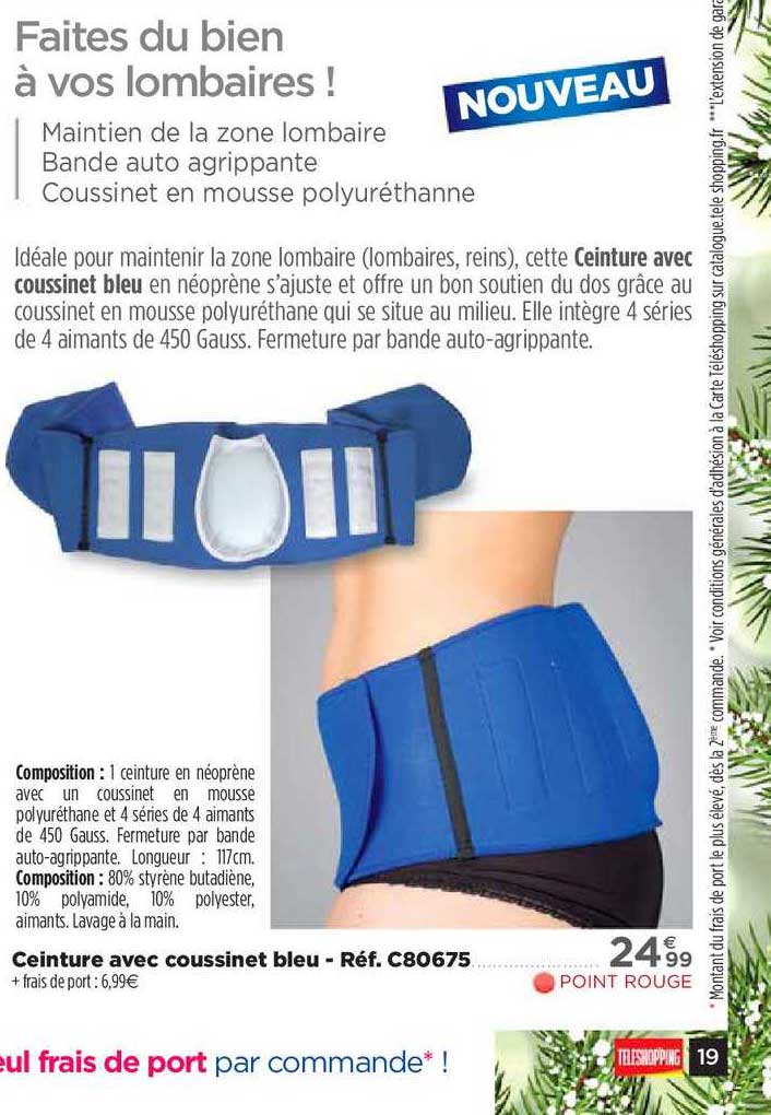ceinture avec coussinet bleu