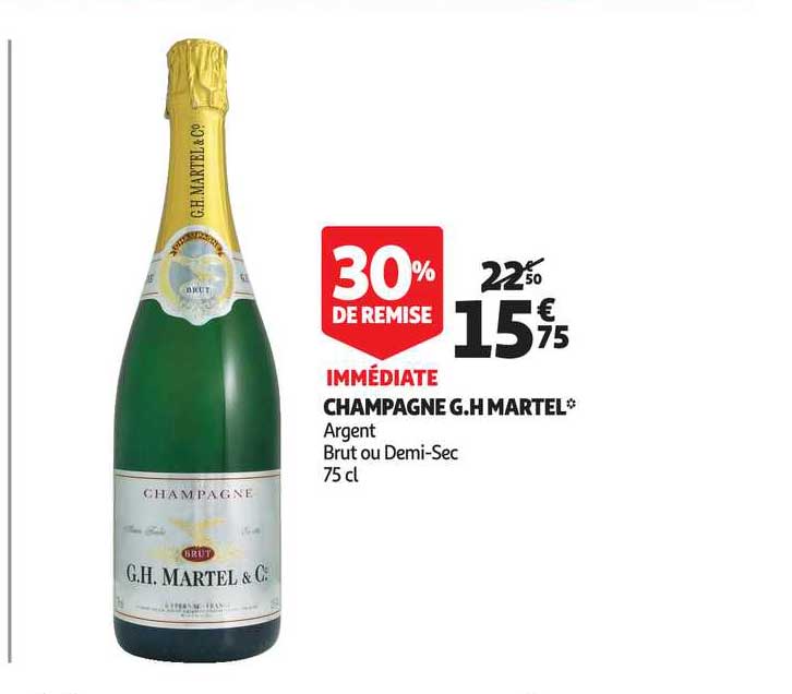 champagne g.h martel 30% de remise immédiate