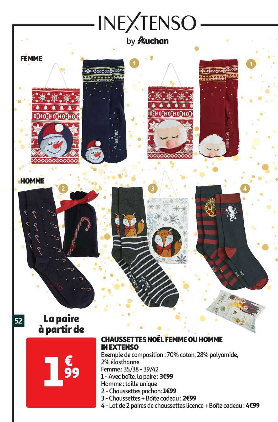chaussette noël femme ou homme in extenso
