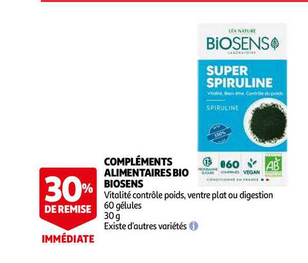 compléments alimentaires bio biosens 30% de remise immédiate
