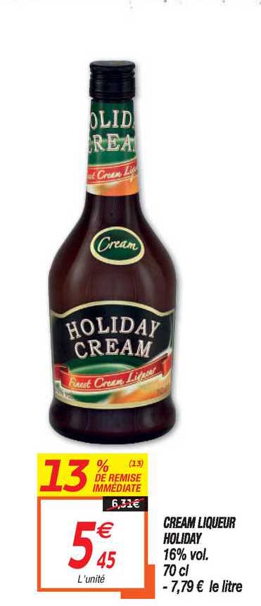 cream lliqueur holiday 13% de remise immédiate