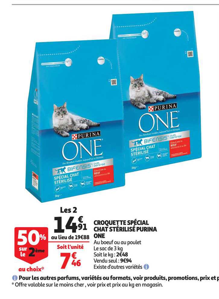Croquette Spécial Chat Stérilisé Purina One 50% Sur Le 2ème Au Choix