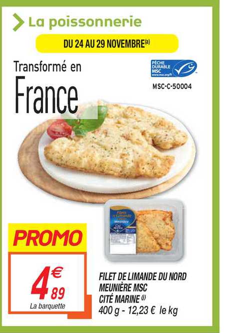 filet de limande du nord meunière msc cité marine