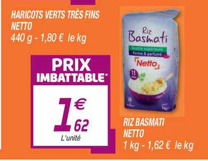 haricots verts très fins netto riz basmati netto