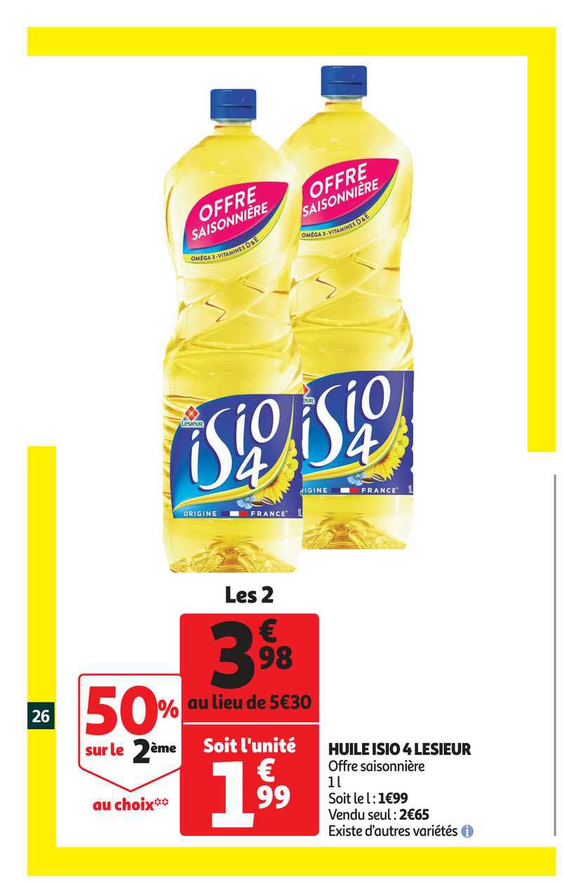 huile isio 4 lesieur 50% sur le 2ème au choix
