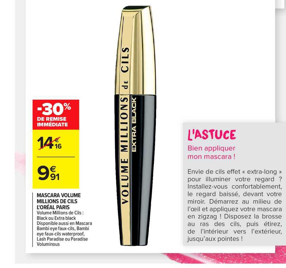 mascara volume millions de cils l'oréal paris -30% de remise immédiate