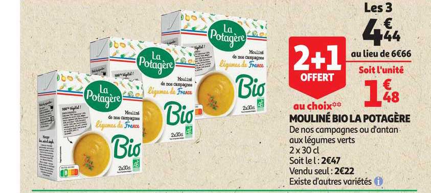 Mouliné Bio La Potagère 2+1 Offert Au Choix