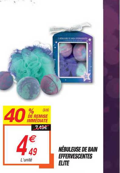 nébuleuse de bain effervescentes elite 40% de remise immédiate