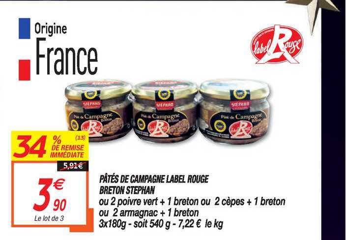 Pâtés De Campagne Label Rouge Breton Stephan 34% De Remise Immédiate