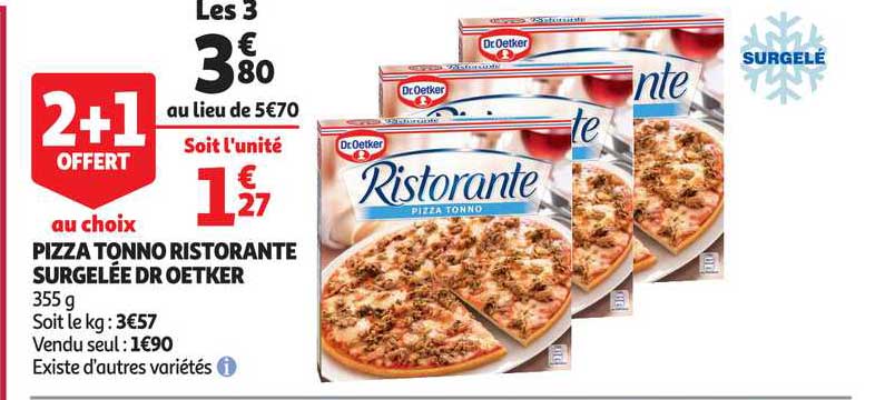 pizza tonno ristorante surgelée dr oetker 2+1 offert au choix