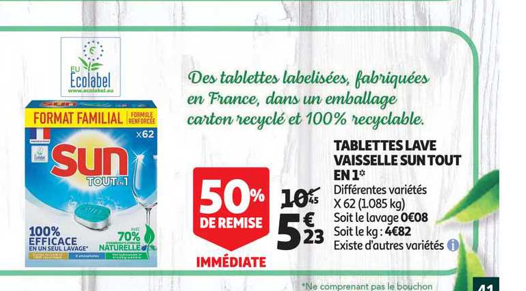 tablettes lave vaisselle sun tout en 1 50% de remise immédiate