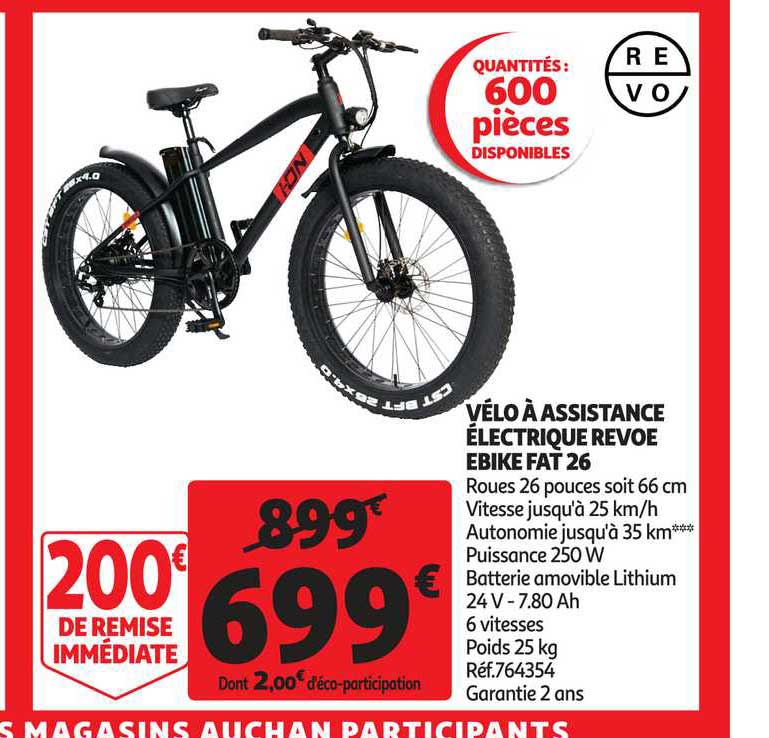 vélo à assistance électrique revoe ebike fat 26