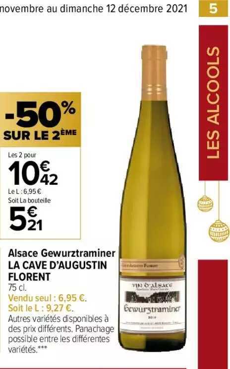 alsace gewurztraminer la cave d'augustin florent -50% sur le 2ème