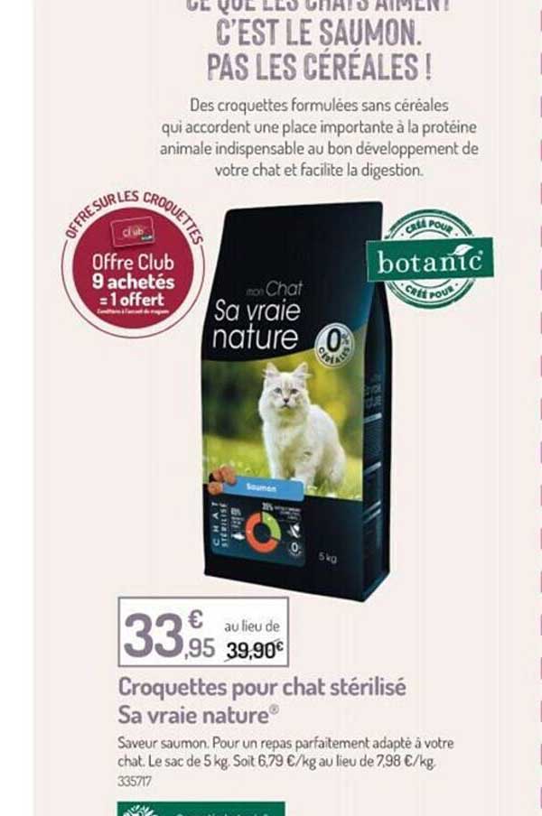croquettes pour chat stérilisé sa vraie nature