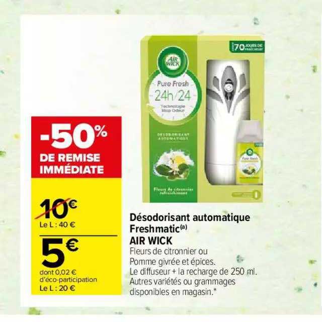 désodorisant automatique freshmatic air wick -50% de remise immédiate