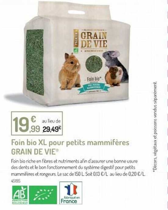 foin bio xl pour petits mammifères grain de vie