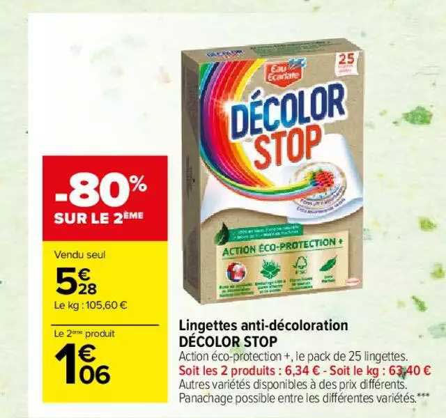 lingettes anti-décoloration décolor stop -80% sur le 2ème