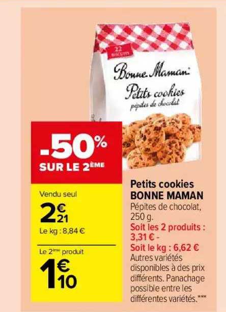 petits cookies bonne maman -50% sur le 2ème