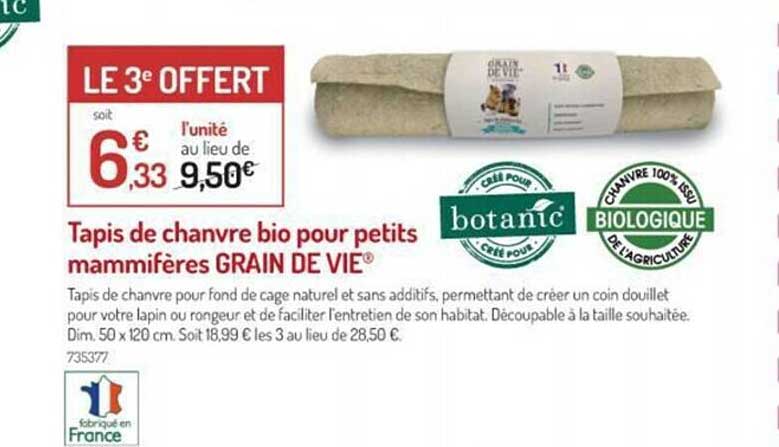 tapis de chanvre bio pour petits mammifères grain de vie