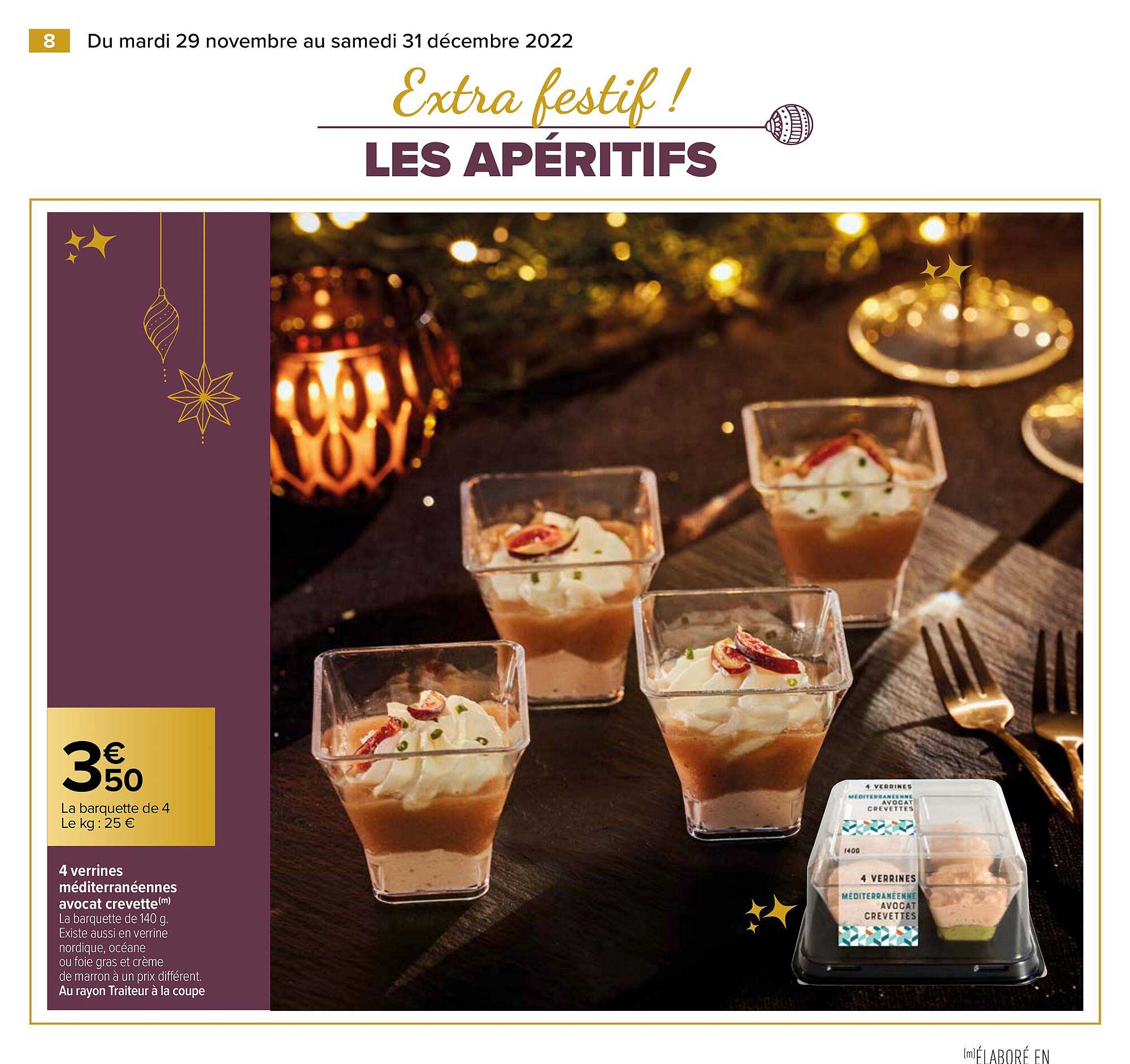 4 verrines méditerranéennes avocat crevette