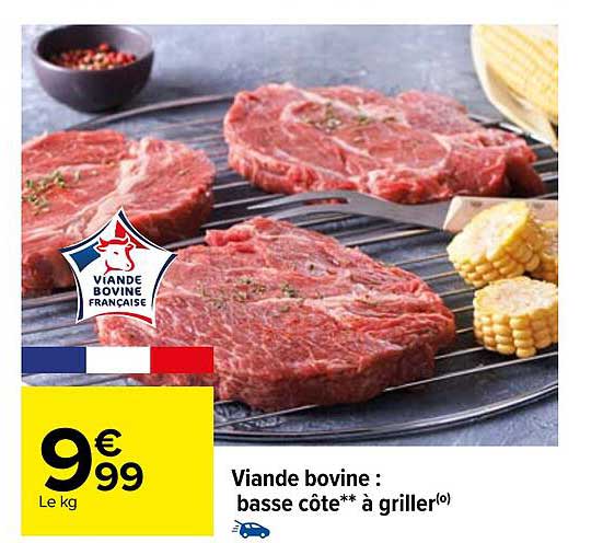 viande bovine : basse côte**à griller